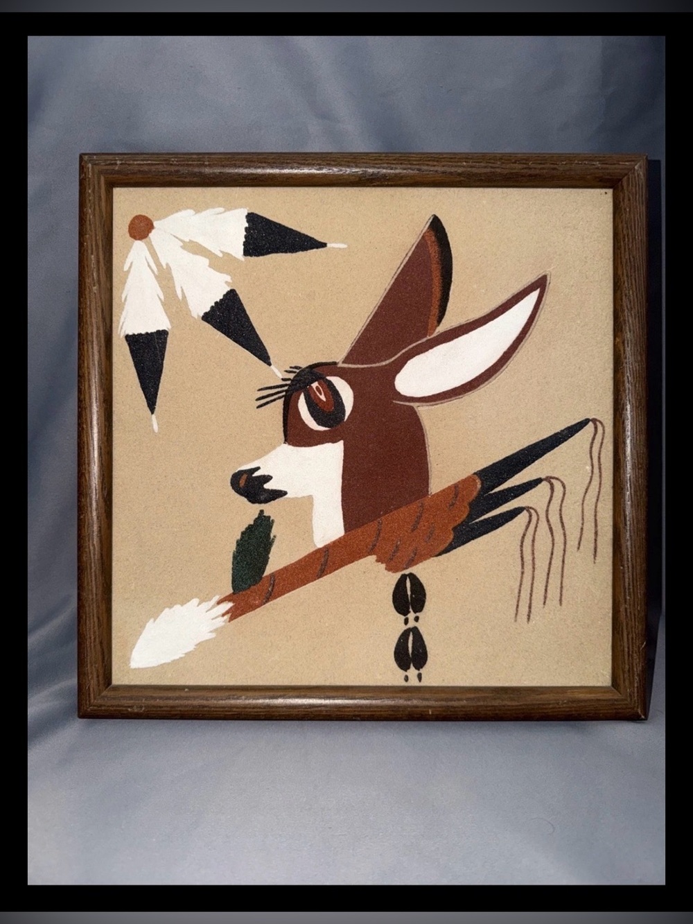Vintage Navajo Sand Art Painting Edward Yazzie Native American Southwest Decor